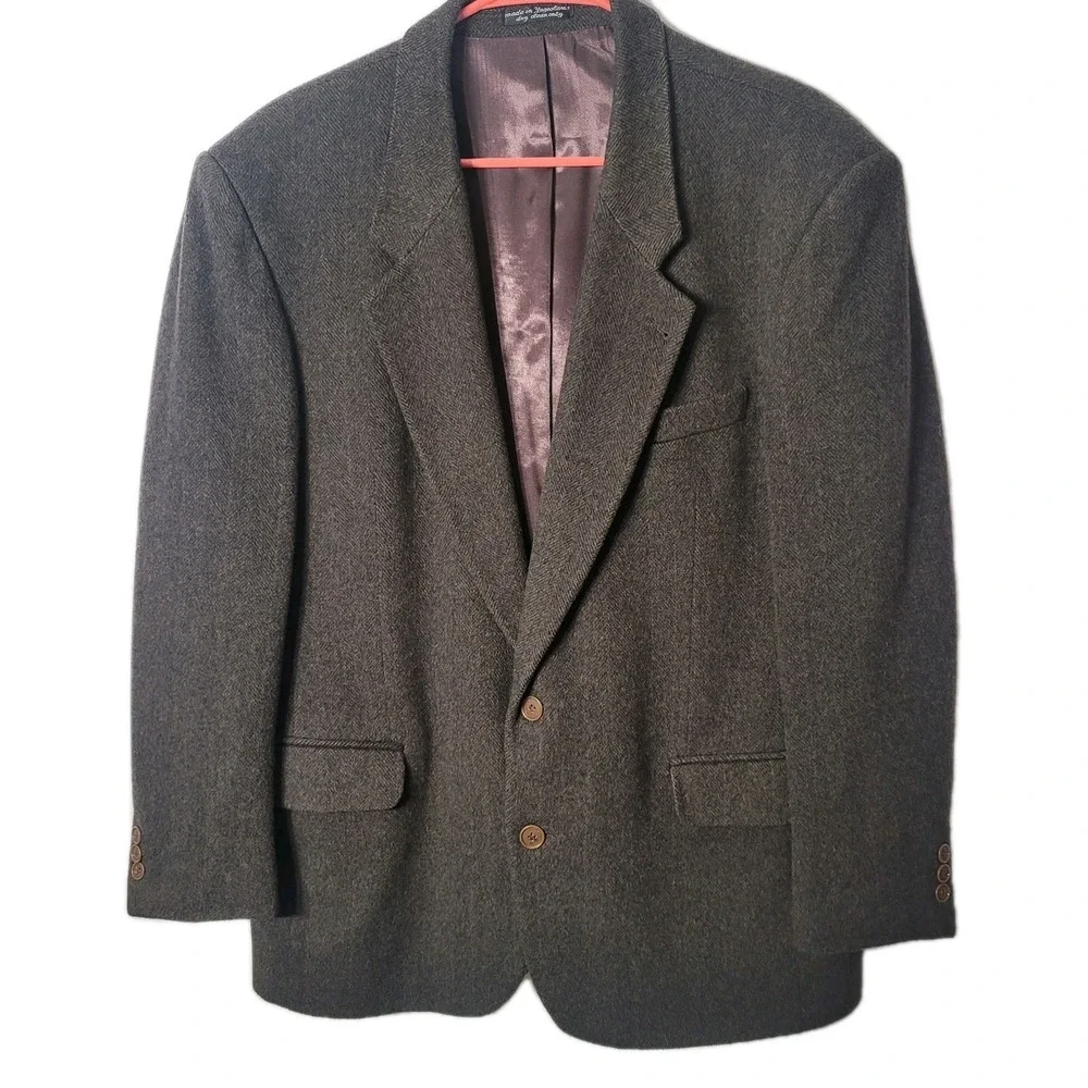 Zylos George Machado Cashmere Blend Sport Coat‎ Jacket Blazer Grey Herringbone